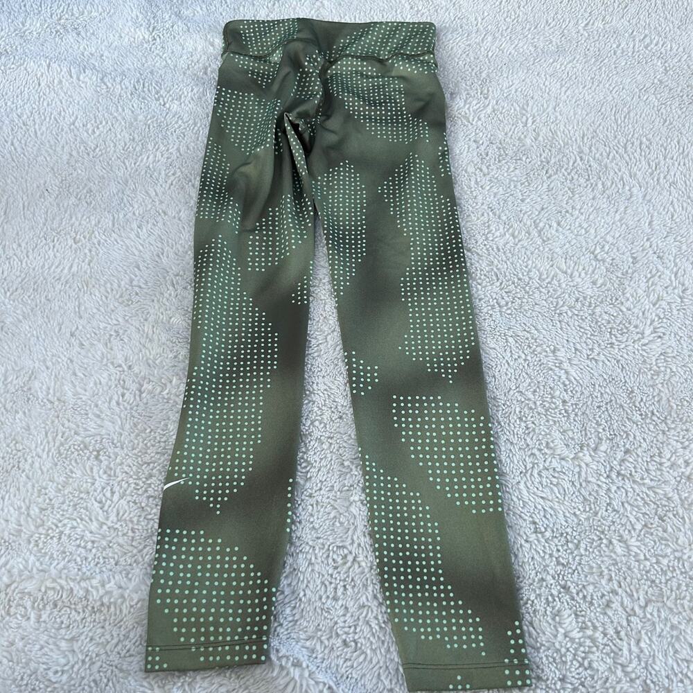 Nike Dri Fit HR Women's Polka Dot Skinny Capri Legging XL Green Athleisure Yoga - Picture 3 of 7